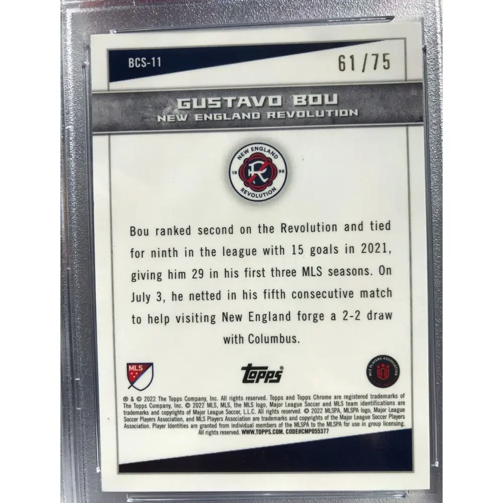 2022 Topps Chrome MLS Big City Strikers Green #BCS-11 Gustavo Bou /75 PSA 9